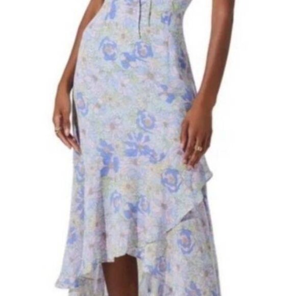 ASTR THE LABEL Bow Ruffle Bustier Dress ~ Pink Purple Floral Print SMALL - Picture 3 of 5